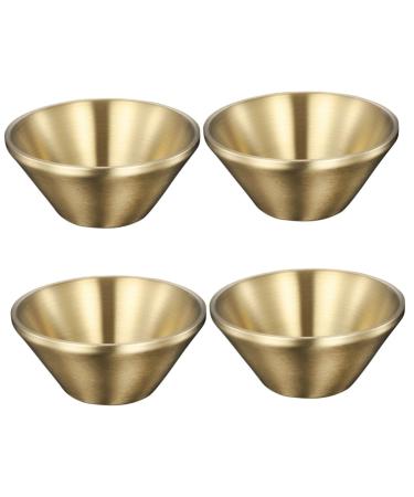Zerodeko 4pcs Double Layer Insulation Bowl Camping Bowls Noodle Bowl Decorative Soup Bowl Dishes Reusable Ice Cream Bowls Korean Soup Noodles Stainless Steel Bowl Toddler Anti-Scald Pasta 12X12X5.8CMx4pcs Goldenx4pcs