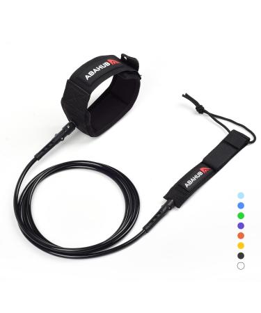 Abahub Premium Surfboard Leash, 6/7/8/9/10 ft, Straight Surf Board Leashes, 6/7mm Legrope Strap for Shortboard, Skimboard, Fishboard, Longboard, Paddleboard, SUP Replacement Leg Rope, 8 Colors Black 6ft & 5.5mm