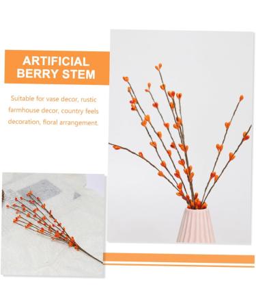 5pcs Artificial Berry Branch Christmas Ornaments Christmas Decoration Christmas Garland Berry Artificial Tree Picks Holly Berry Sprigs Plants Decor Plastic Small Fruit Halloween Orange 30x5cm - Buy Online on SooperMarket.com