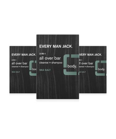 Every Man Jack Men's 2-in-1 All Over Bar - Sea Salt (Pack of 3) | Parabens-free, Pthalate-free, Dye-free | Cruelty Free & Eco-Friendly Packaging - Buy Online on SooperMarket.com
