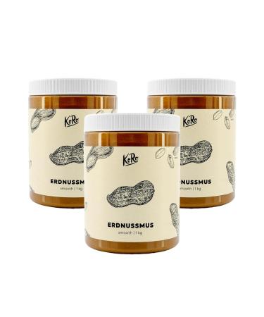 Koro Erdnussmus - 1 kg of storage pack - creamy consistency - without additional sugar* and stabilizers - from 100% roasted peanuts 1 kg (3 -pack)