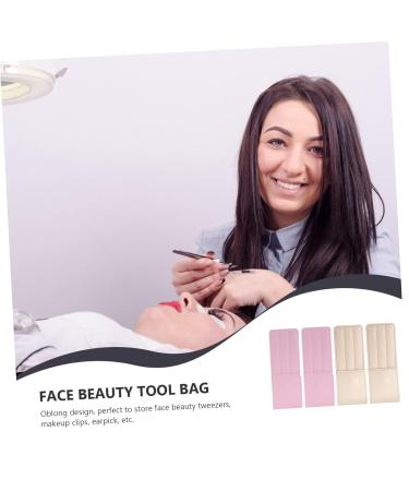 Beavorty 20 STK Eyelash Tweezers Protective Cover & Storage Bags | PU Leather Cosmetic Travel Pockets - Golden & Pink | Perfect for Facial Beauty Tools - Buy Online on SooperMarket.com
