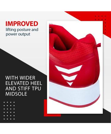 Northcore Weightlifting Shoes for Men & Women | Powerlifting & Bodybuilding Squat Shoes | Cross Lifting Footwear - EU Size 45 Red/White - Buy Online on SooperMarket.com