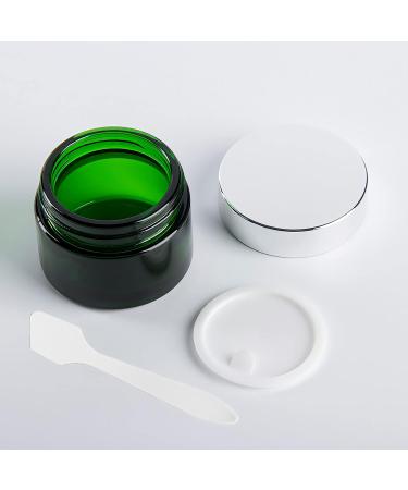 Zeoabsy 4-Piece 30ml Green Glass Cream Box with Silver Screw Lid - Cosmetic Ointment Pots & Spatulas for Gels & Creams - Perfect for International Shipping - Buy Online on SooperMarket.com
