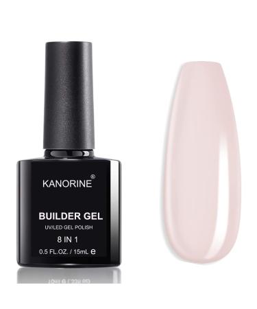 KANORINE Gel Nail Polish Builder Nail Gel 8-in-1 Cover Nude Gel Builder Hard Gel Builder for Nails Strengthener Extension Gel Base Coat Rhinestone False Nail Tips Glue Gel in a Bottle 15ML Hard Gel Nude01