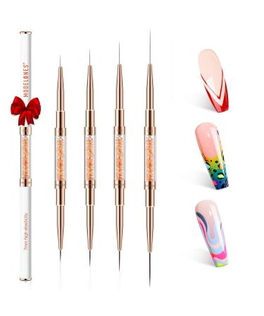 modelones Nail Art Brushes Super Fine Thin Liner Nail Brush Set Sizes 7/11/15/20mm for Nail Gel Polish Painting Designs with Acrylic Rhinestone Handle Gift For Women