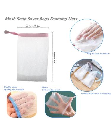 FULINJOY 6 PCS Exfoliating Mesh Soap Saver Pouch Bag for Face Cleansing - White Drawstring Pouch (Color Random) - Buy Online on SooperMarket.com