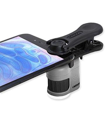 Carson MicroMini 20x LED Lighted Pocket Microscope with Built-in LED and UV Flashlight and Universal Smartphone Digiscoping Adapter Clip (MM-380) MicroMini (MM-380)
