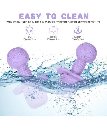 Vicloon Baby Fork and Spoon Set - 4Pcs Silicone Self Feeding Utensil for Infant, Toddler Cutlery Kit - Purple-Pink Color, Easy Grip, Ideal for Baby Weaning and Training - Buy Online on SooperMarket.com