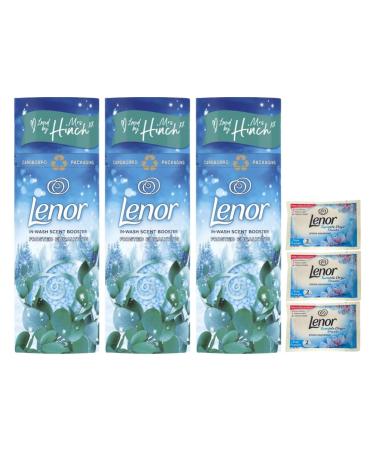 Lenor In Wash Scent Booster Frosted Eucalyptus 3 PACK with Sample Lenor Tumble Dryer Sheets