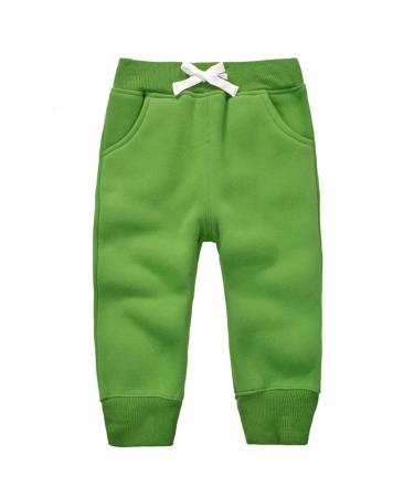 CuteOn Unisex Kids Elastic Waist Cotton Warm Trousers Baby Pants Bottoms 1-5Years 2 Years Grass Green