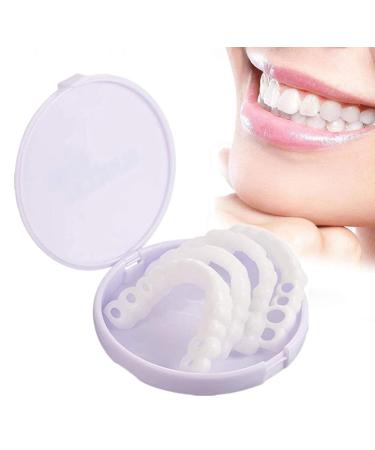icehao Upper & Lower Teeth Veneers - Simulation Braces Snap On Smile Tooth Cover Perfect Whitening One Size Fits Most Comfortable Denture to Make White Beautiful Neatr (2pcs) 2 Count (Pack of 1)