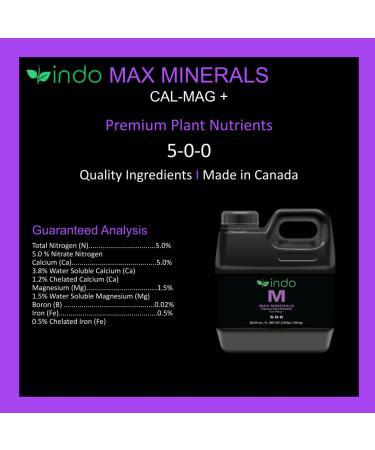 Indo MAX Nutrients - MAX Minerals Cal-Mag + (1L): Calcium Magnesium and Iron - Unique chelated Solution for Maximum Nutrient Uptake Max Minerals 1 L - Buy Online on SooperMarket.com
