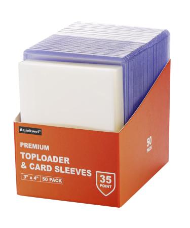 3"X4" Card Sleeves Top Loaders for Cards, Baseball Card Protectors Hard Plastic, Premium Toploaders for Collectible Trading Cards (50 Toploaders + 100 Penny Sleeves)