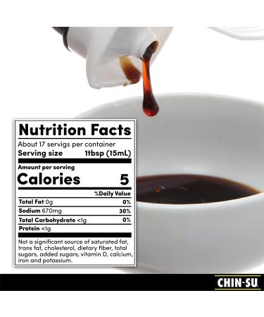 Chin-Su Premium Soy Sauce 8.5 fl oz Bottle - Vegan Dark Sauce for Dipping, Stir Fry, Marinades - 31% Less Sodium (Premium) - Buy Online on SooperMarket.com