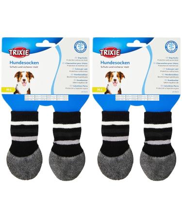 TRIXIE 19523 Dog Socks Anti-Slip M-L 2 pcs. Black (Pack of 2) Black Medium / Large (Pack of 2)