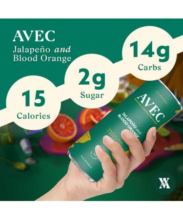 AVEC Sparkling Cocktail Mixers - Jalape o & Blood Orange Flavor - 8.45 Oz Seltzer Water Cans (12-Pack) - No Artificial Sugar or Preservatives - Buy Online on SooperMarket.com