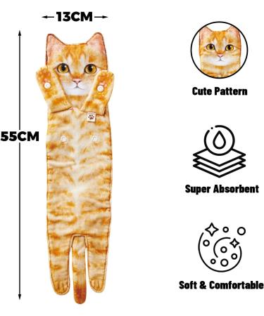 Cat Funny Hand Towels - Cute Decorative Washcloths for Bathroom & Kitchen Decor - Absorbent & Soft - Great Housewarming Gift for Cat Lovers - Orange - Buy Online on SooperMarket.com