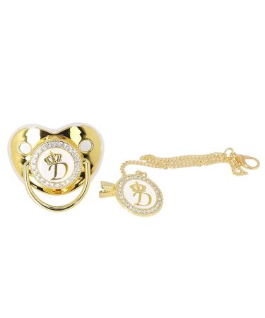 Luxury Rhinestone Crown Baby Pacifier - Ergonomic Golden Design Soothing & Portable (Letter D) - Buy Online on SooperMarket.com