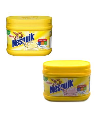 Nesquik Strawberry and Banana Flavour Bundle | Enjoy These Classic Flavours with Your Milk | 1x300g Strawberry Tub and 1x300g Banana Flavour Tub | Total of 2 x 300g Tubs