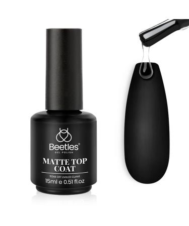 Beetles Matte Gel Top Coat 15ML No Wipe Matte Top Coat U V Soak Off Nail Lamp Polish Matte Nail Polish Finish and Long Lasting Gift Set for Women Kit 15ml Matte Gel Top Coat 0.5 Fl Oz (Pack of 1)