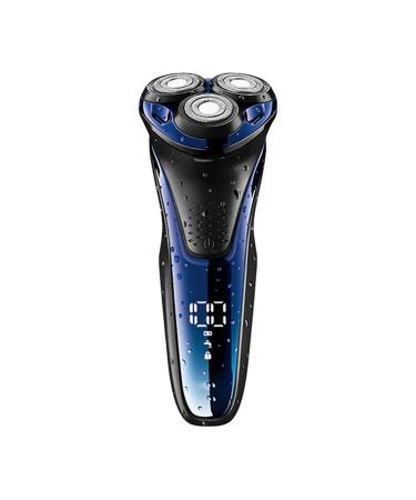 Electric Shaver for Men Wet and Dry Waterproof Electric Razor Cordless Rechargeable Rotary Shaver Razor for Men with Pop-up Trimmer(Blue)