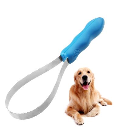 WADY Dog Deshedding Loop Brush 1PC Double-Sided Shedding Blade Dogs Shedding Brush Stainless-Steel Grooming Tool Dog Shedding Tool with Stainless Steel Blade for Dog and Cat Blue (Blue)