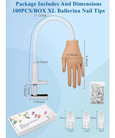 Flexible Silicone Practice Hand for Acrylic Nails with 100PCS White Nail Tips - Buy Online on SooperMarket.com