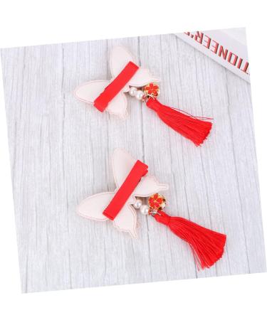 ibasenice 2 Pairs Chinese Style Hairpin Tassels Barrettes Party Hair Clip Kids Hairpin for New Year Bows Hair Clips New Year Bobby Pin Japanese-style Hairpin Child Girl Side Clip - Buy Online on SooperMarket.com
