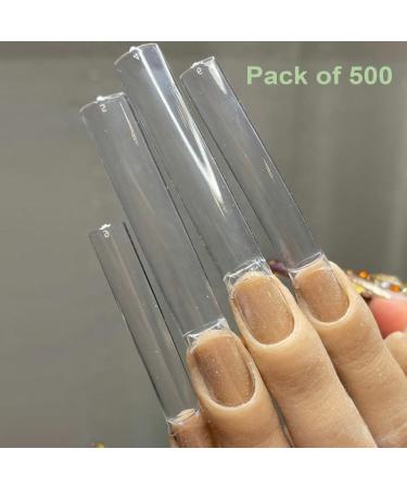 Pack of 500 Artificial Nail Tips French Acrylic Style UV Gel Fake Nail Full Cover Artificial Fingernails Tip Fake Art Nails Suitable for Both Beginners & Experienced Nail Artists Clear - Buy Online on SooperMarket.com