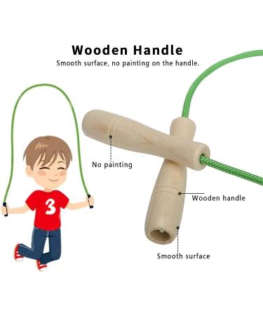 Adjustable 270cm Kids Jump Rope - Wooden Handle & Cotton Rope for Boys & Girls - Green Fitness Spring Rope - Buy Online on SooperMarket.com