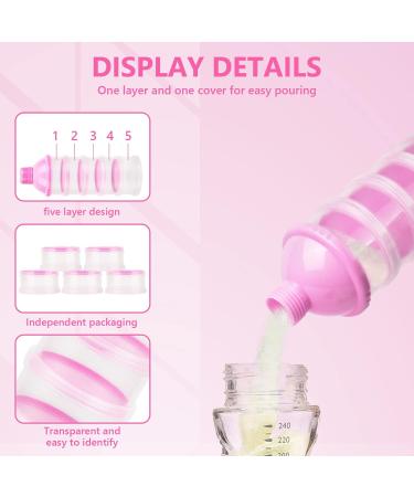 Vicloon Infant Milk Powder Dispenser - Portable 5-Layer Container for Kids - Stackable Snack Storage in Pink - Buy Online on SooperMarket.com