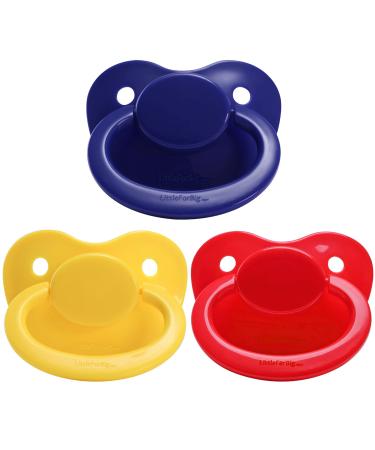 LittleForBig 3-Pacifier Pack BigShield Adult Sized Gen-1 DarkBlue Red Yellow