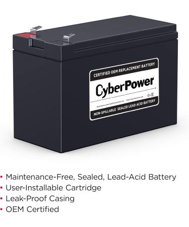 Buy CyberPower RB1280 UPS Replacement Battery Cartridge - Maintenance-Free 12V/8Ah User Installable - International Shipping Available - Buy Online on SooperMarket.com