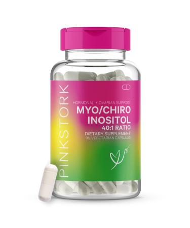 Pink Stork Myo/Chiro Inositol 40:1 Blend: Myo-Inositol & D-Chiro Inositol, Ovarian Support, Fertility Supplements for Women, Fertility Prenatal Vitamins, Women-Owned, 90 Capsules