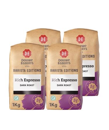 Douwe Egberts Barista Editions Coffee Beans Rich Espresso Dark Roast 1kg x 4 Bags of 100% Arabica Whole Bean Coffee