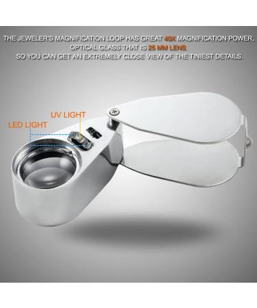 KINGMAS 40x Jeweller Loupe Folding Magnifying Jewelry Eye Magnifier With LED Light Illuminated (LED Currency Detecting/Jewlers Identifying Type Lupe) - Buy Online on SooperMarket.com