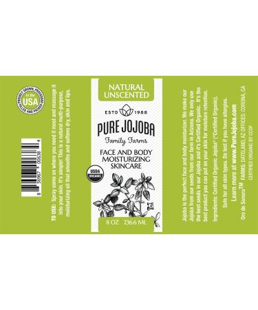 USDA Certified Organic Jojoba Oil 8oz | 100% Pure Cold Pressed Unrefined Oil for Hair Face & Body | Chemical Free | Arizona Farms - Buy Online on SooperMarket.com