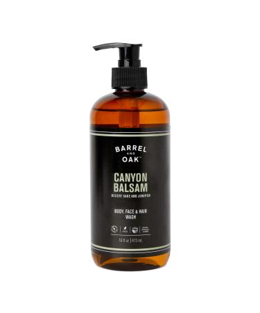 Barrel and Oak - All-In-One Body Wash Men's Body Wash Men's Soap for Hair Face & Body Essential Oil-Based Fir needle Citrus Zest & Red Cedar Blend (Canyon Balsam 16 oz)