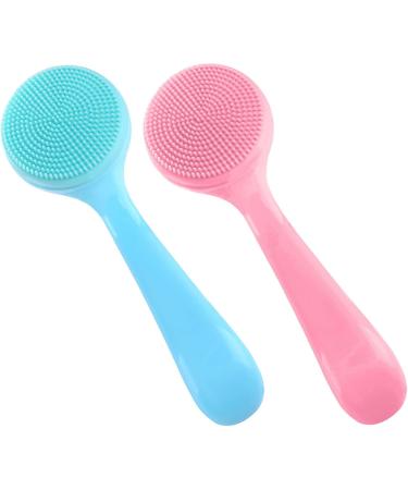 Buy Wllhyf 2-Pack Manual Face Cleaning Brush - Soft Silicone Peeling Pad with PP Handle for Clear Skin (Blue & Pink) - International Shipping - Buy Online on SooperMarket.com