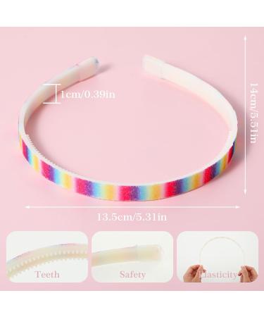 WLLHYF Glitter Headband 4pcs Plastic Sparkly Cute Non Slip Chunky Hairbands Thick Bling Confetti Rainbow Hair Bands with Teeth Little Girls Colorful Hair Accessories Rainbow color - Buy Online on SooperMarket.com