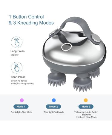 Ankilo Upgraded Electric Hair Scalp Massager with 3 Kneading Modes Portable Head Massager Handheld Waterproof Head Scratcher for Hair Growth Deep Clean and Stress Relax Cat Dog Massager - Buy Online on SooperMarket.com