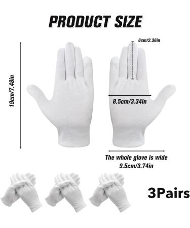 QOCO 3 Pairs White Gloves Cotton Moisturising Gloves for Eczema Dry Hands Breathable Machine Washable Cloth Gloves for Men Women Bedtime Sleep Overnight Hand Cream Lotion Protection Gloves - Buy Online on SooperMarket.com