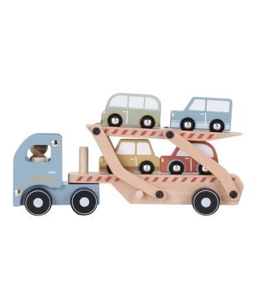 Little Dutch 7095 FSC wooden car transporter incl. 4 cars blue