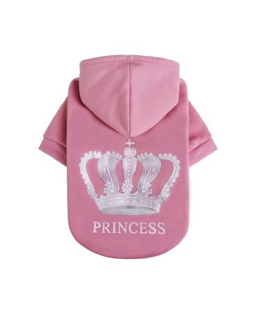 EXPAWLORER Prinecss Dog Hoodie for Girl - Hooded Dog Sweater with Leash Hole, Dog Cold Weather Clothes,Sweatshirt with Pocket, Pet Warm Outfit, Winter Coats for XS-XXL Dogs Large (Pack of 1) Pink