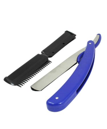 Ruilogod Practical Blue Plastic Handle Blade Razor Black Comb Beauty Hair Tool Kits