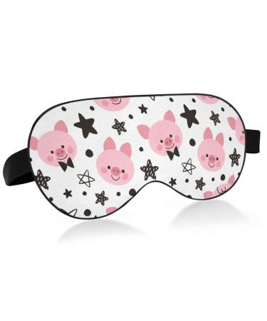 Haskirky Light Blocking Eye Mask Breathable and Adjustable Adult Men and Women Travel on Business Trips Yoga Meditation Light Smooth Comfortable Eye Mask Office Deep Sleep Goodies Stars and Piglets
