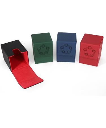 ZLCA Card Deck Box - Fits 100+ Single Sleeved MTG Cards - PU Leather - Strong Magnet - Black & Red - Buy Online on SooperMarket.com