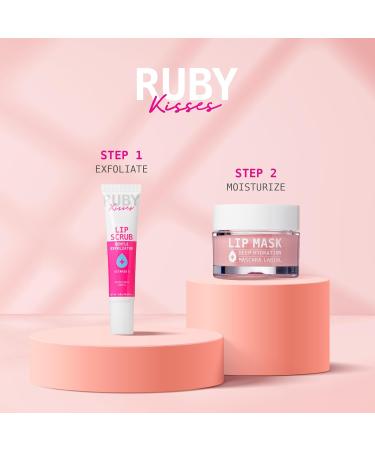 Ruby Kisses Exfoliating Lip Scrub | Gentle Hydrating Lip Care with Jojoba & Shea Butter | Soft Supple Lips Worldwide - Buy Online on SooperMarket.com