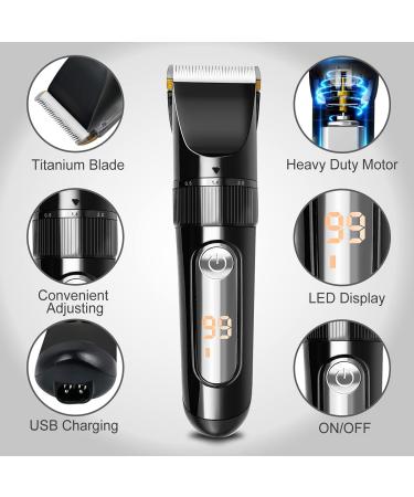 BOMPOW Electric Hair Clippers Trimmer Kit with Adjustable Speeds & 6 Guide Combs - Black - Buy Online on SooperMarket.com